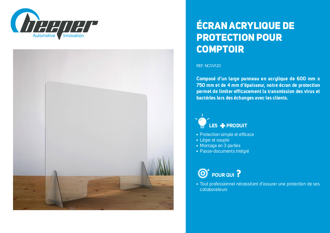 Ecran de protection pour comptoir